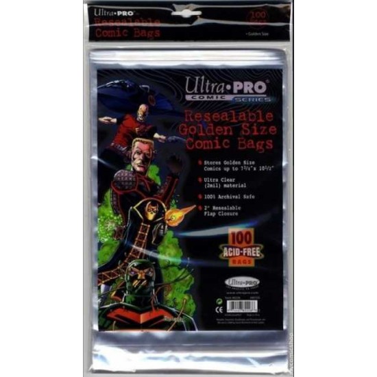 Comic Sleeves - Resealable Golden Size (100 pcs - Ultrapro)